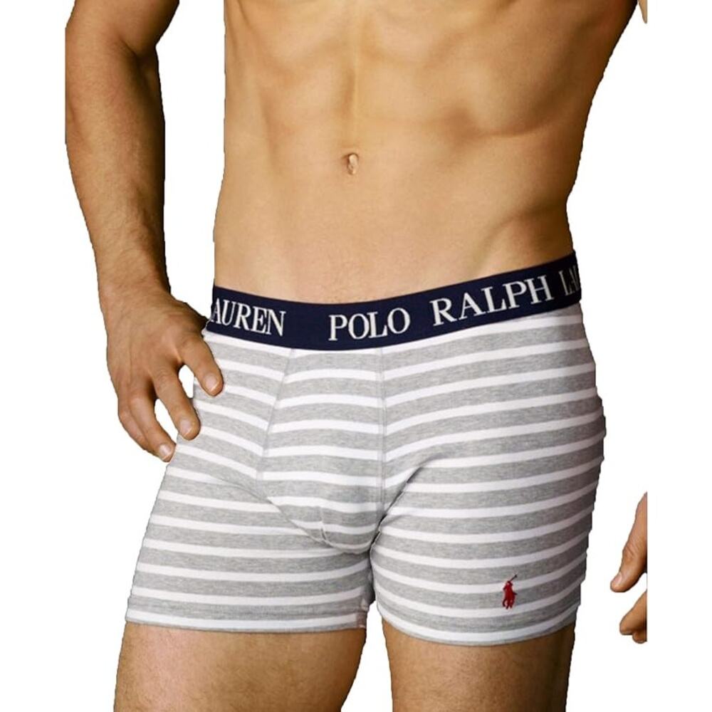 NWB! Polo Ralph Lauren Stretch‎ Pouch Boxer Brief (White/Grey, SMALL)